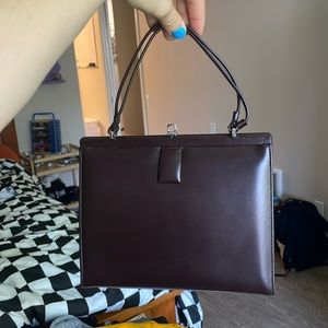 Deep brown/red vintage leather handbag